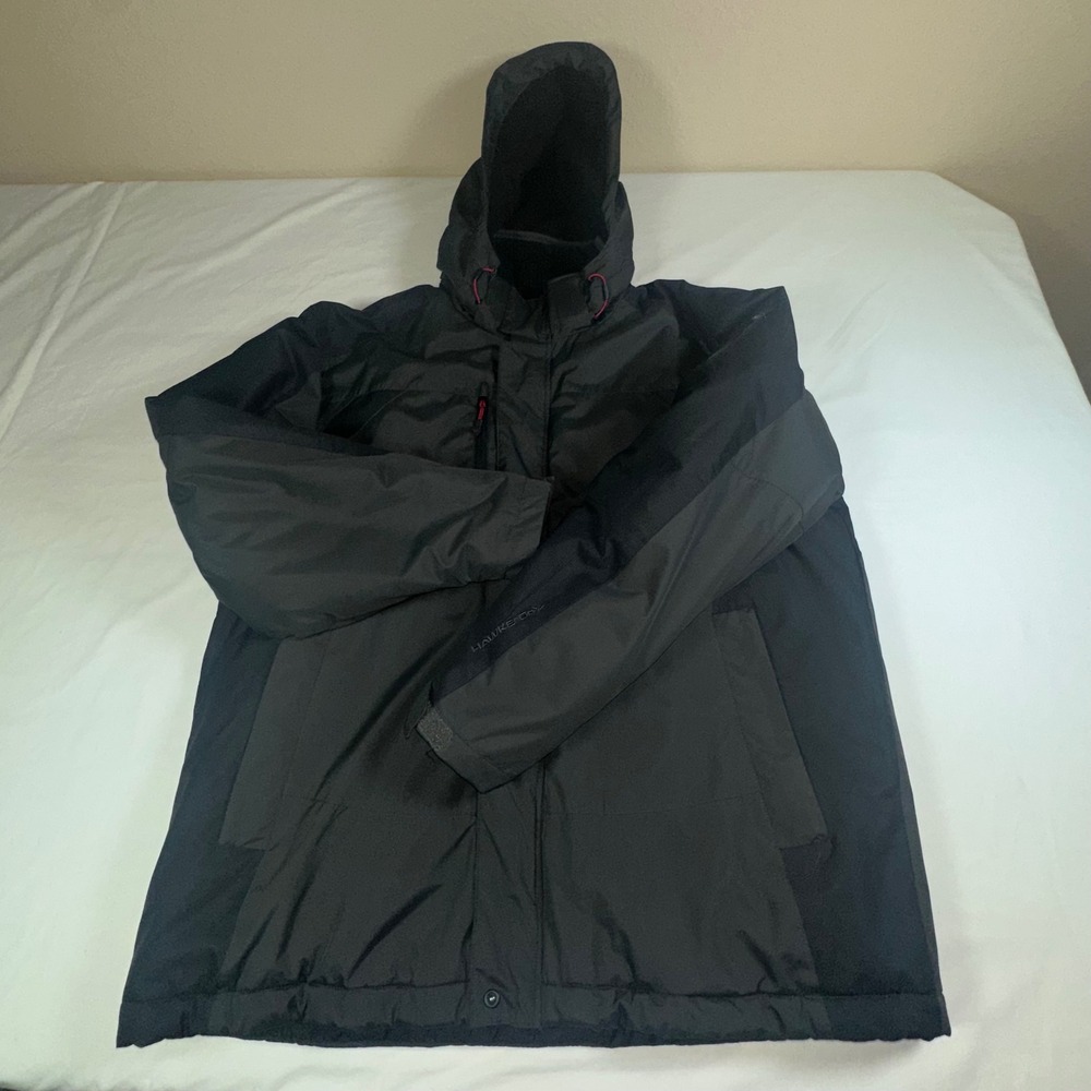 Hawke & Co Sport Men XL Gray Black Hooded‎ Insulated Heavy Warm Jacket Coat EUC